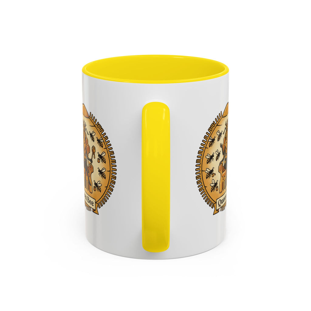 Queen Bee Coffee Mug — Accent Black-Handle Ceramic Mug (11/15 oz)