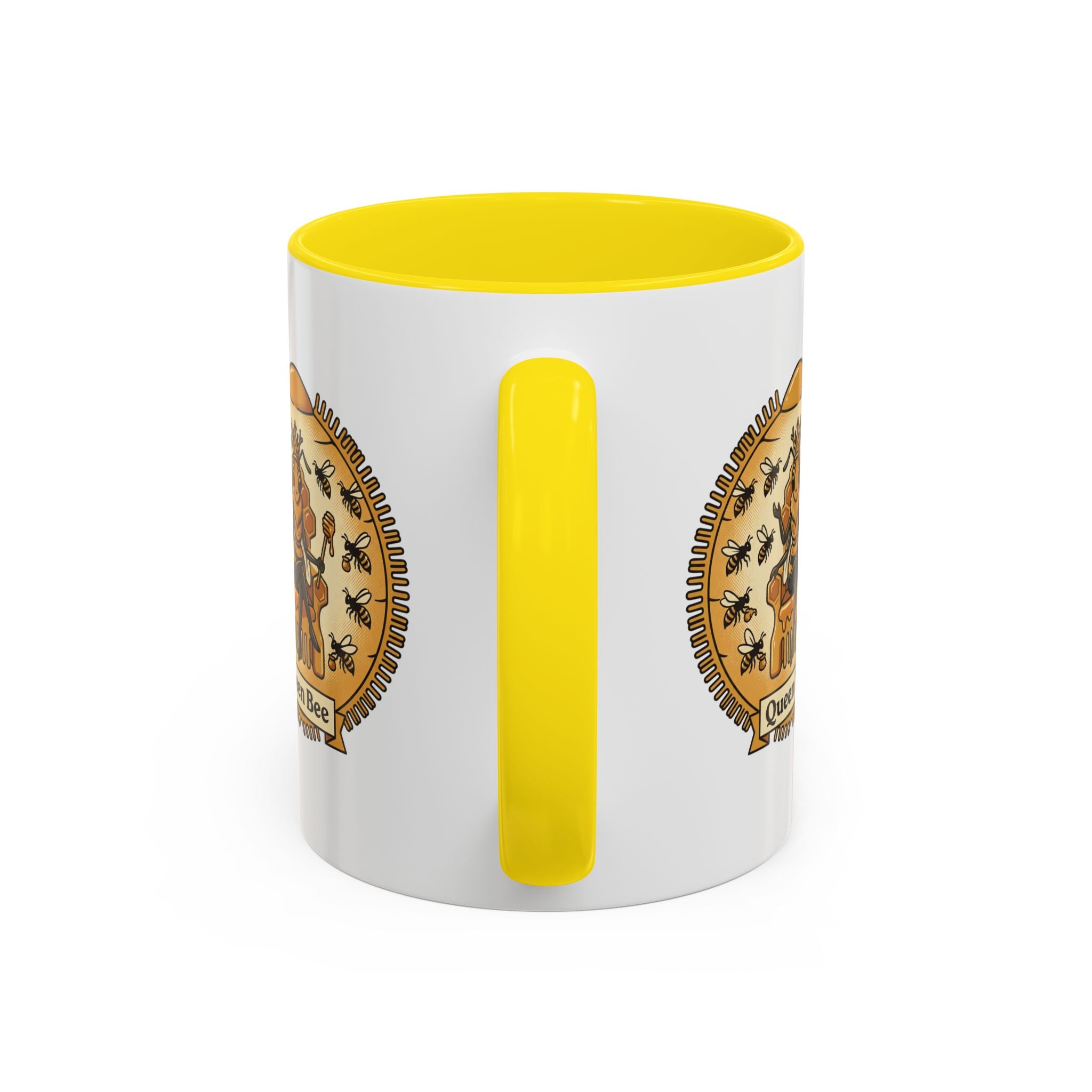 Queen Bee Coffee Mug — Accent Black-Handle Ceramic Mug (11/15 oz)