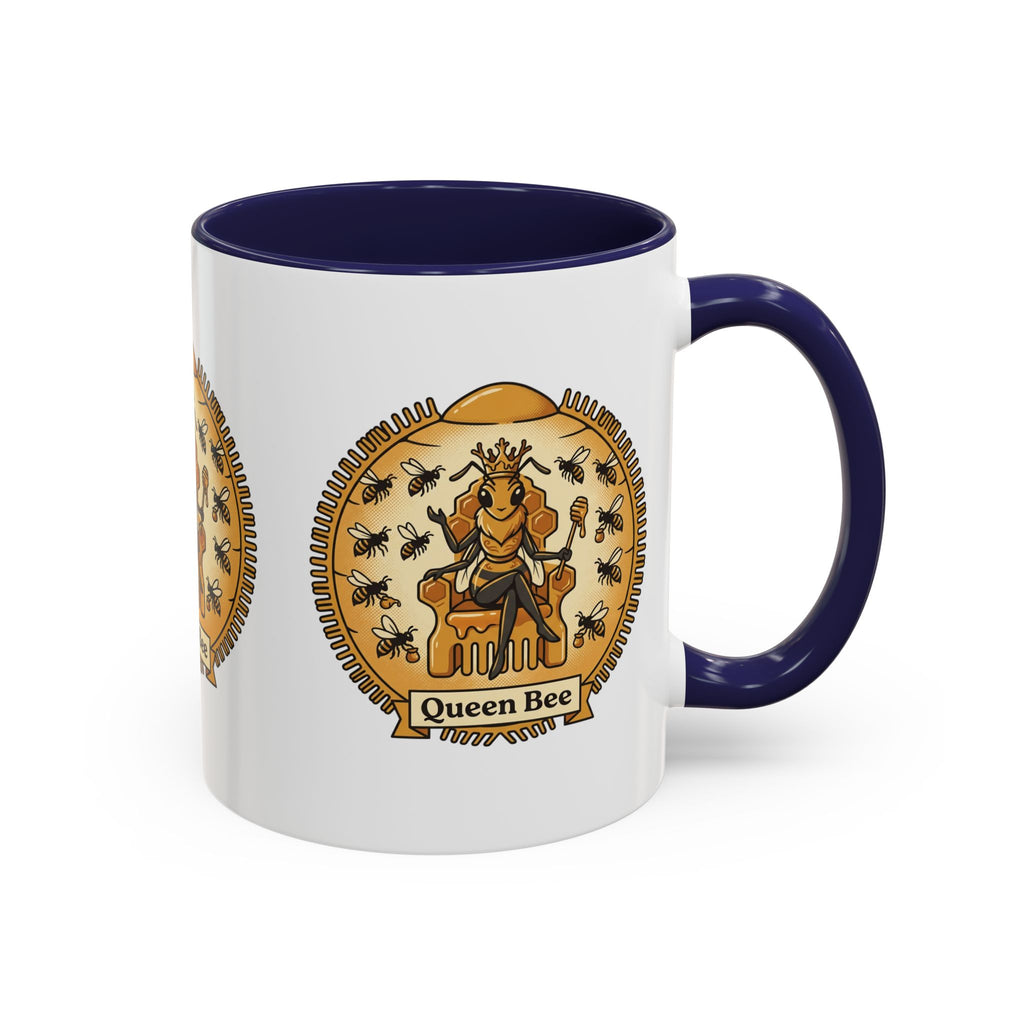 Queen Bee Coffee Mug — Accent Black-Handle Ceramic Mug (11/15 oz)