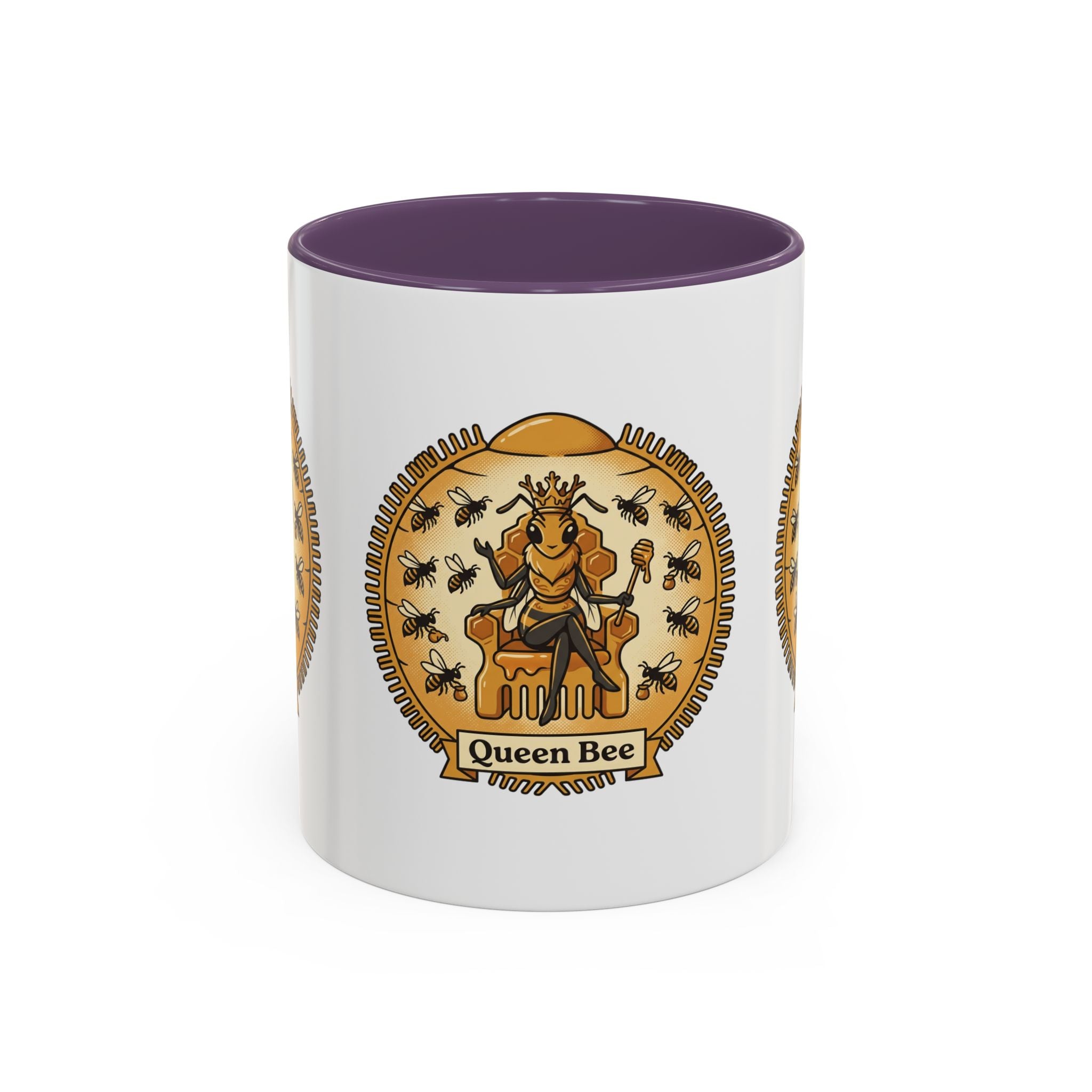 Queen Bee Coffee Mug — Accent Black-Handle Ceramic Mug (11/15 oz)