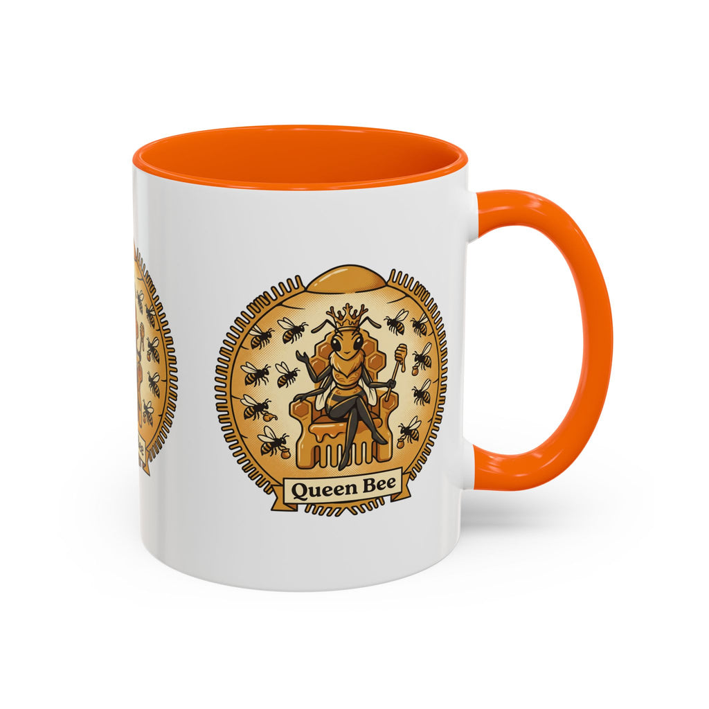 Queen Bee Coffee Mug — Accent Black-Handle Ceramic Mug (11/15 oz)