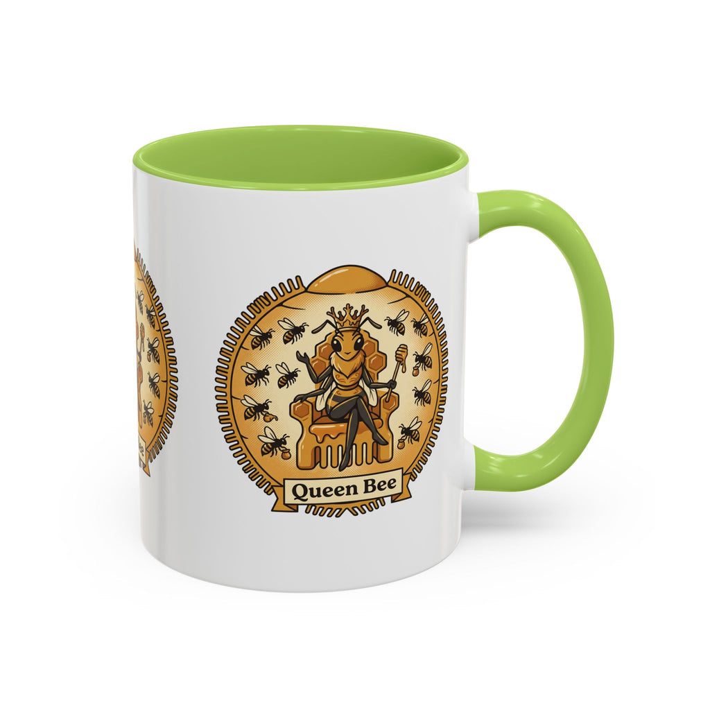 Queen Bee Coffee Mug — Accent Black-Handle Ceramic Mug (11/15 oz)