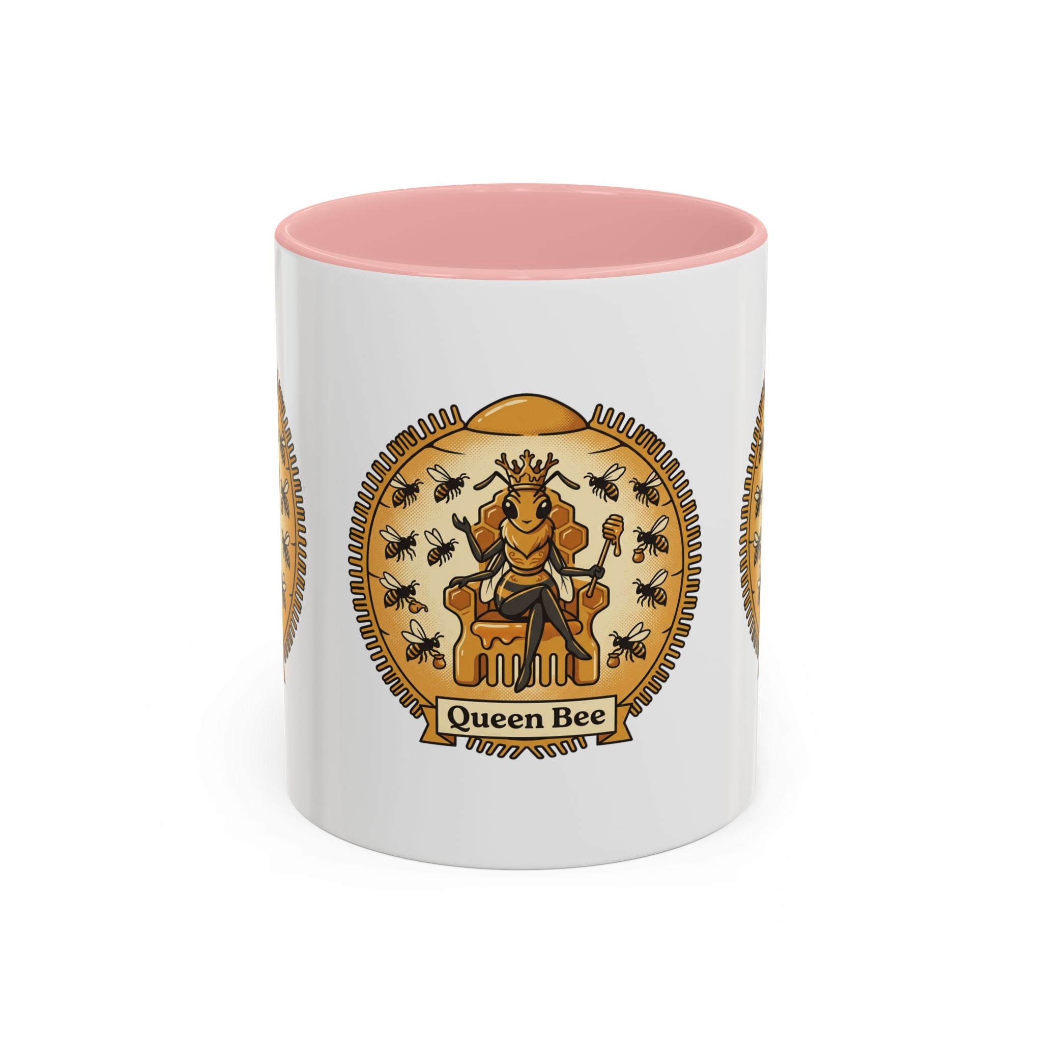 Queen Bee Coffee Mug — Accent Black-Handle Ceramic Mug (11/15 oz)
