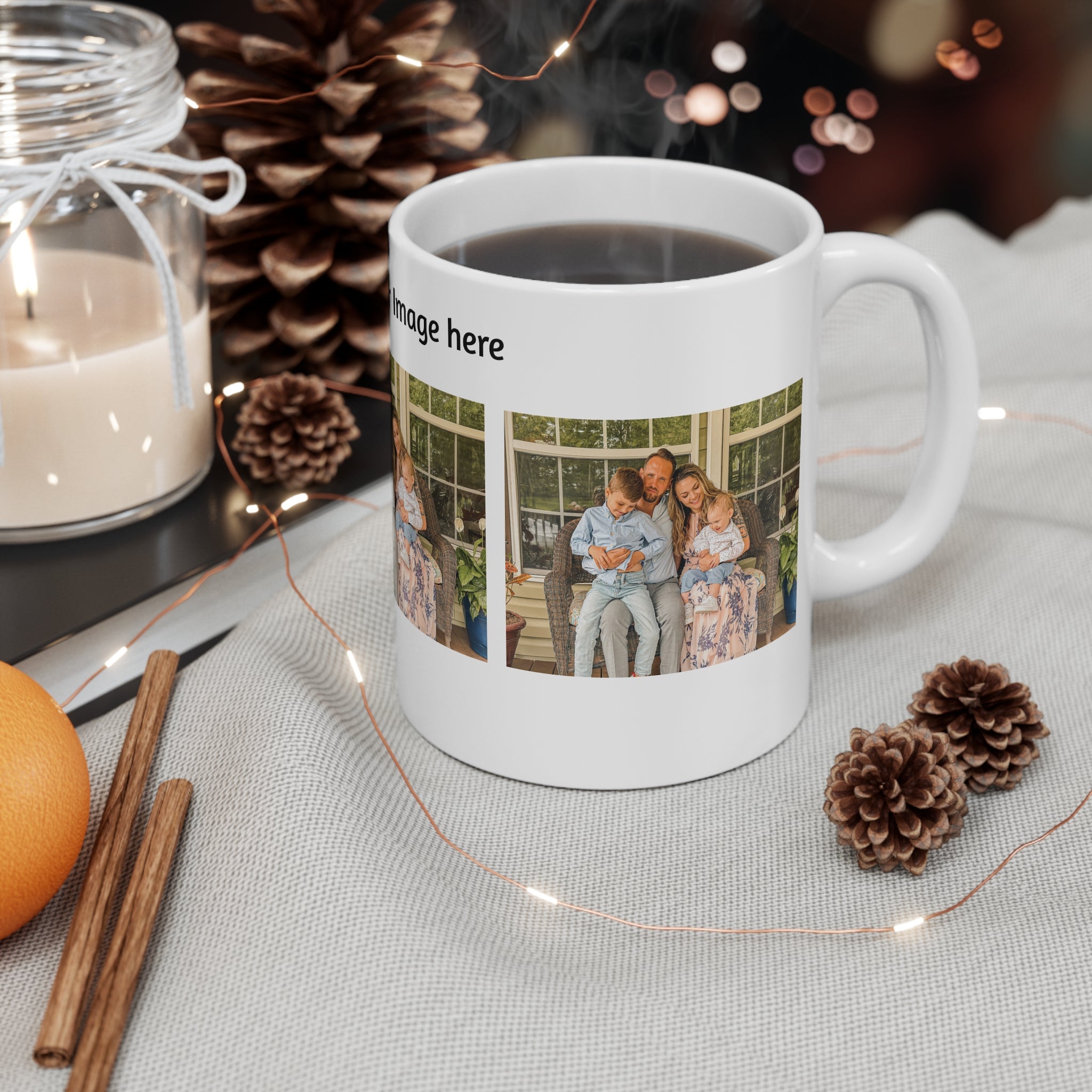 Personalized Photo Mug 11oz — Custom Family Photo & Text Coffee Cup