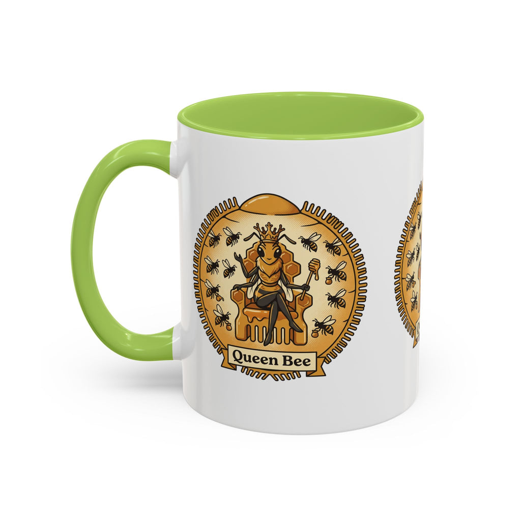 Queen Bee Coffee Mug — Accent Black-Handle Ceramic Mug (11/15 oz)
