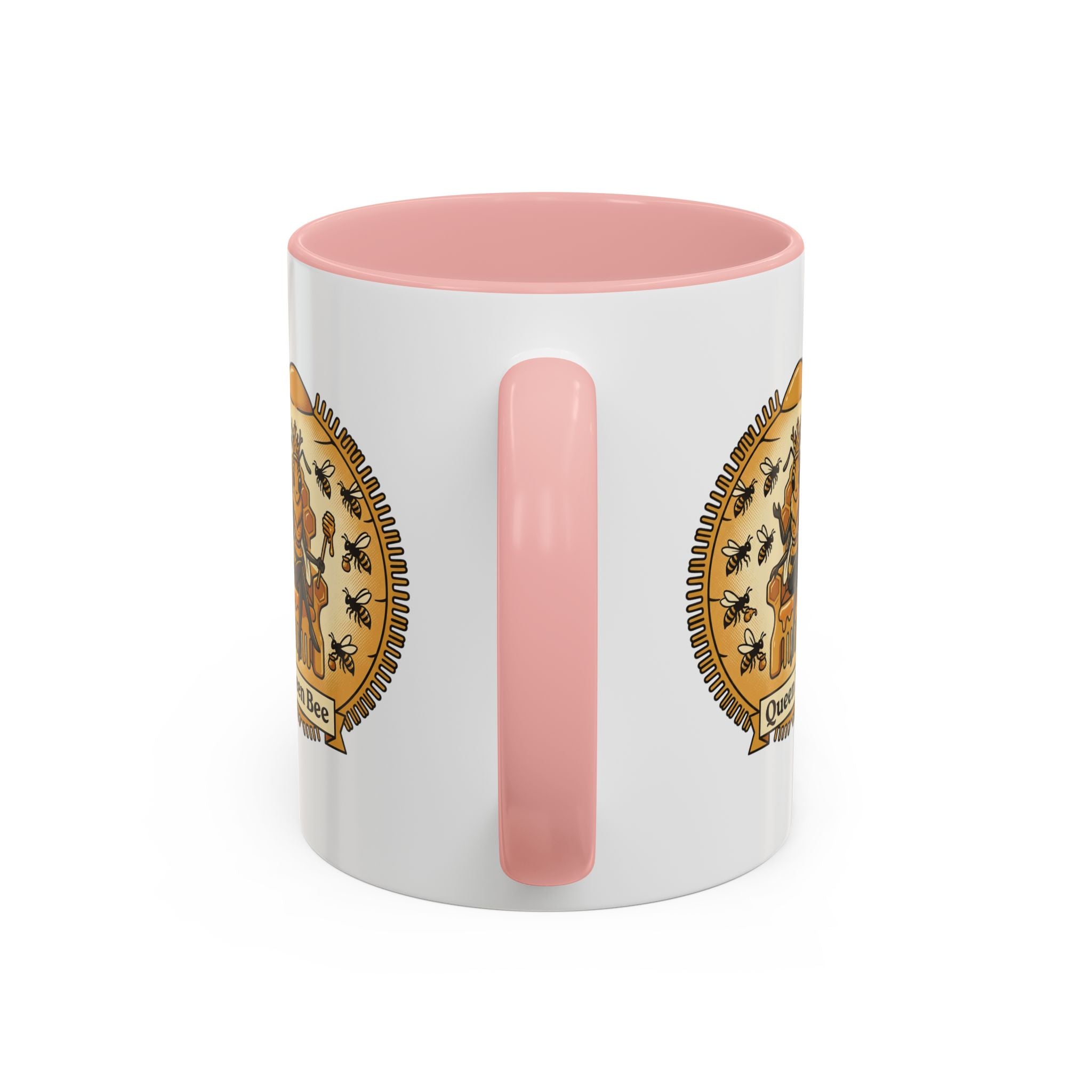 Queen Bee Coffee Mug — Accent Black-Handle Ceramic Mug (11/15 oz)