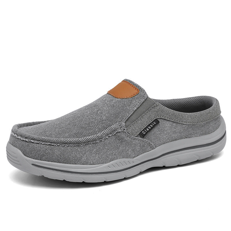 Men's Plus-Size Casual Canvas Slip-On Mules - Breathable Lightweight Outdoor Shoes