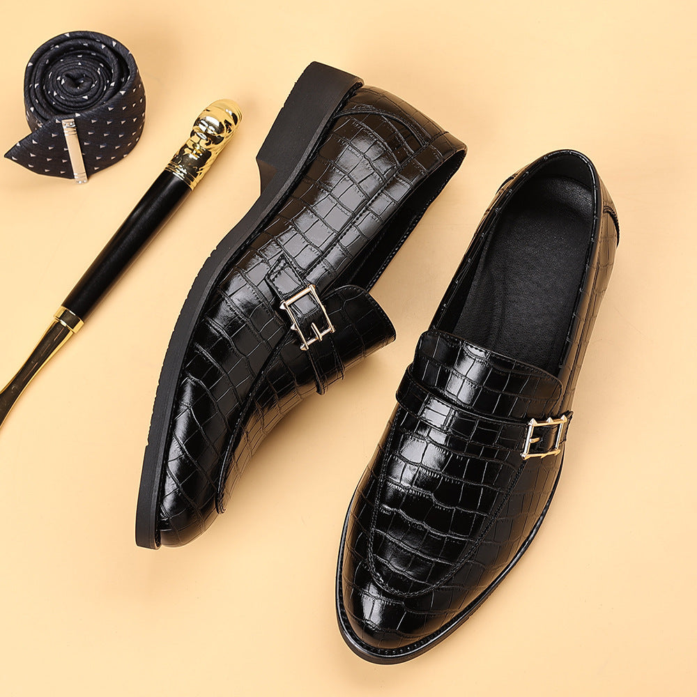 Men's Pointed Toe Leather Dress Shoes - Slip-On Business Casual Loafers