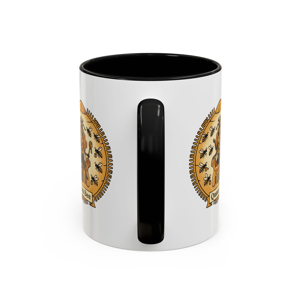 Queen Bee Coffee Mug — Accent Black-Handle Ceramic Mug (11/15 oz)