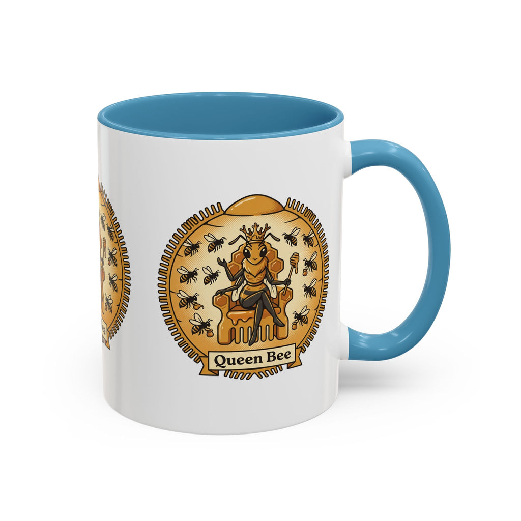Queen Bee Coffee Mug — Accent Black-Handle Ceramic Mug (11/15 oz)
