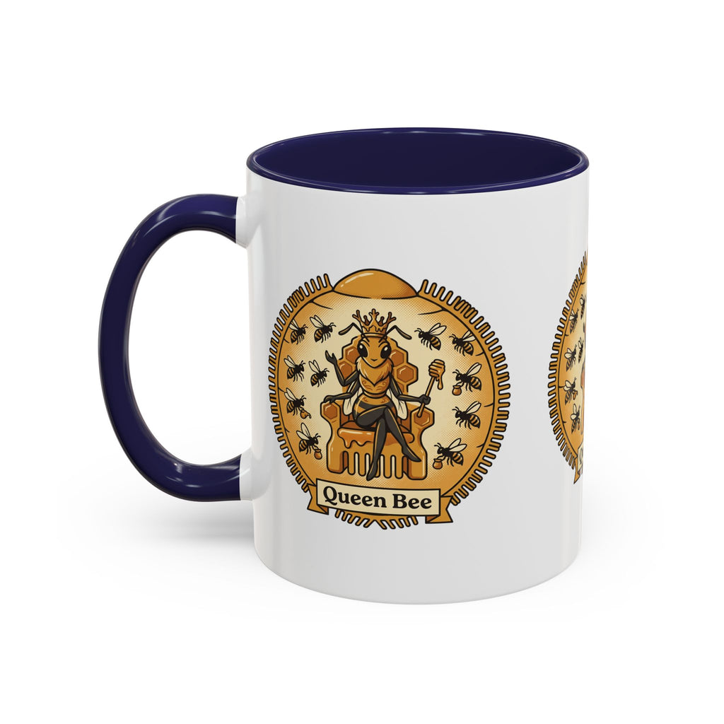 Queen Bee Coffee Mug — Accent Black-Handle Ceramic Mug (11/15 oz)