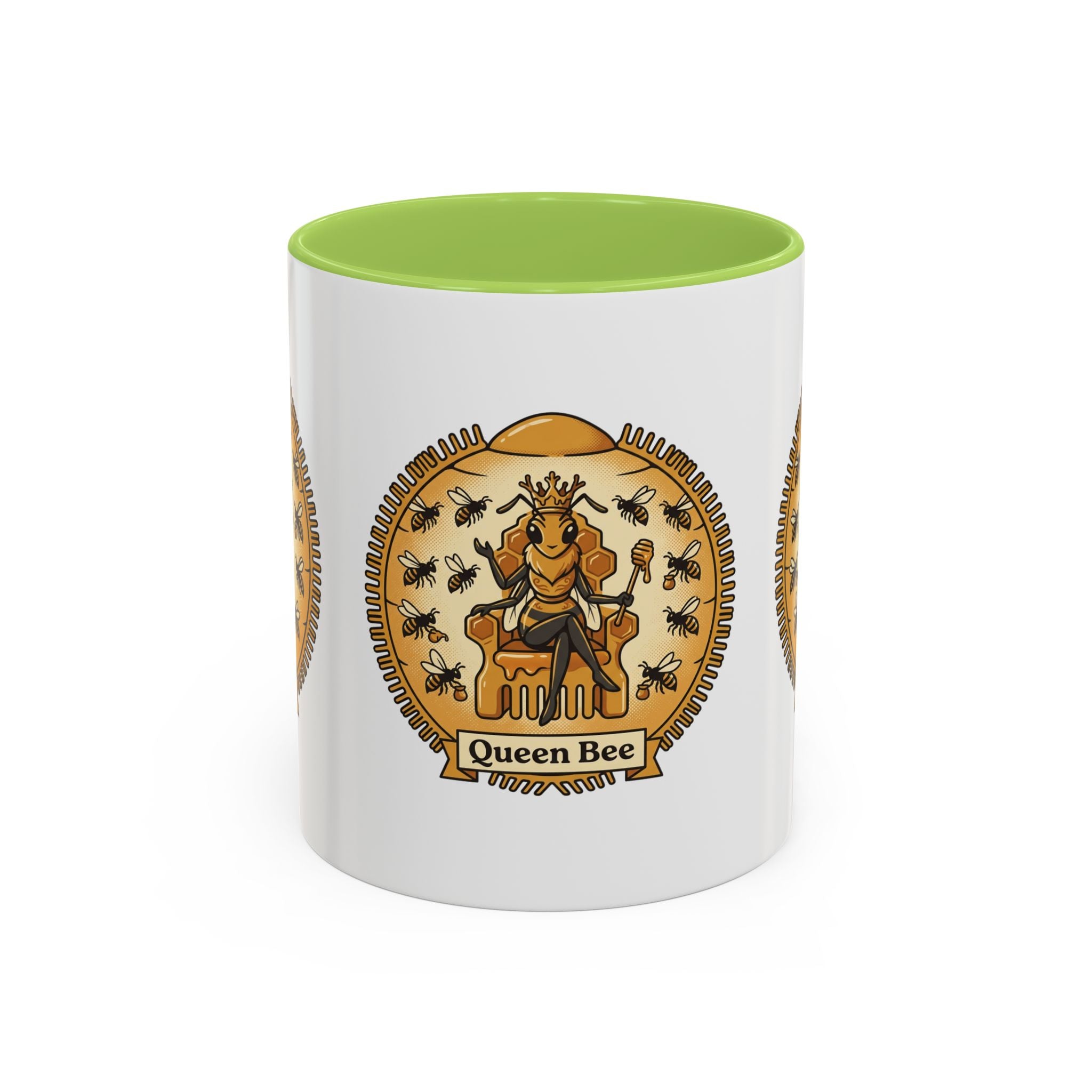 Queen Bee Coffee Mug — Accent Black-Handle Ceramic Mug (11/15 oz)