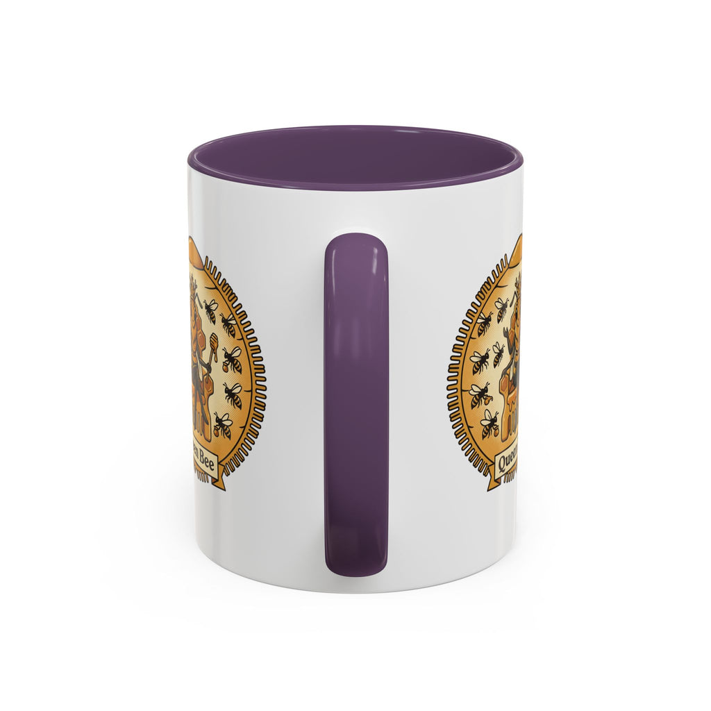 Queen Bee Coffee Mug — Accent Black-Handle Ceramic Mug (11/15 oz)