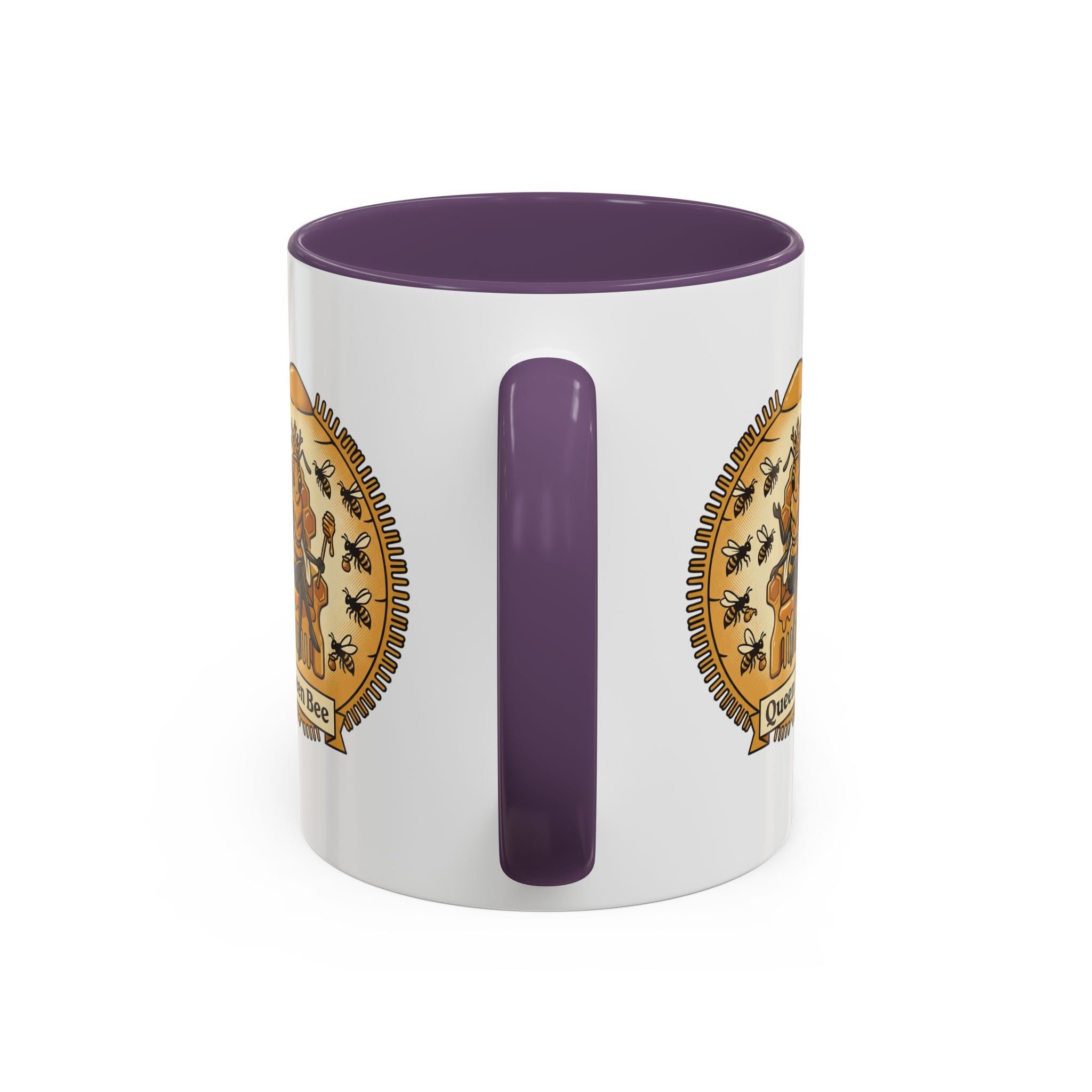 Queen Bee Coffee Mug — Accent Black-Handle Ceramic Mug (11/15 oz)