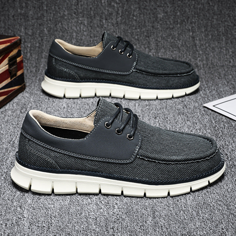 Men's Breathable Canvas Casual Shoes - Lightweight Lace-Up Sneakers for Everyday Wear