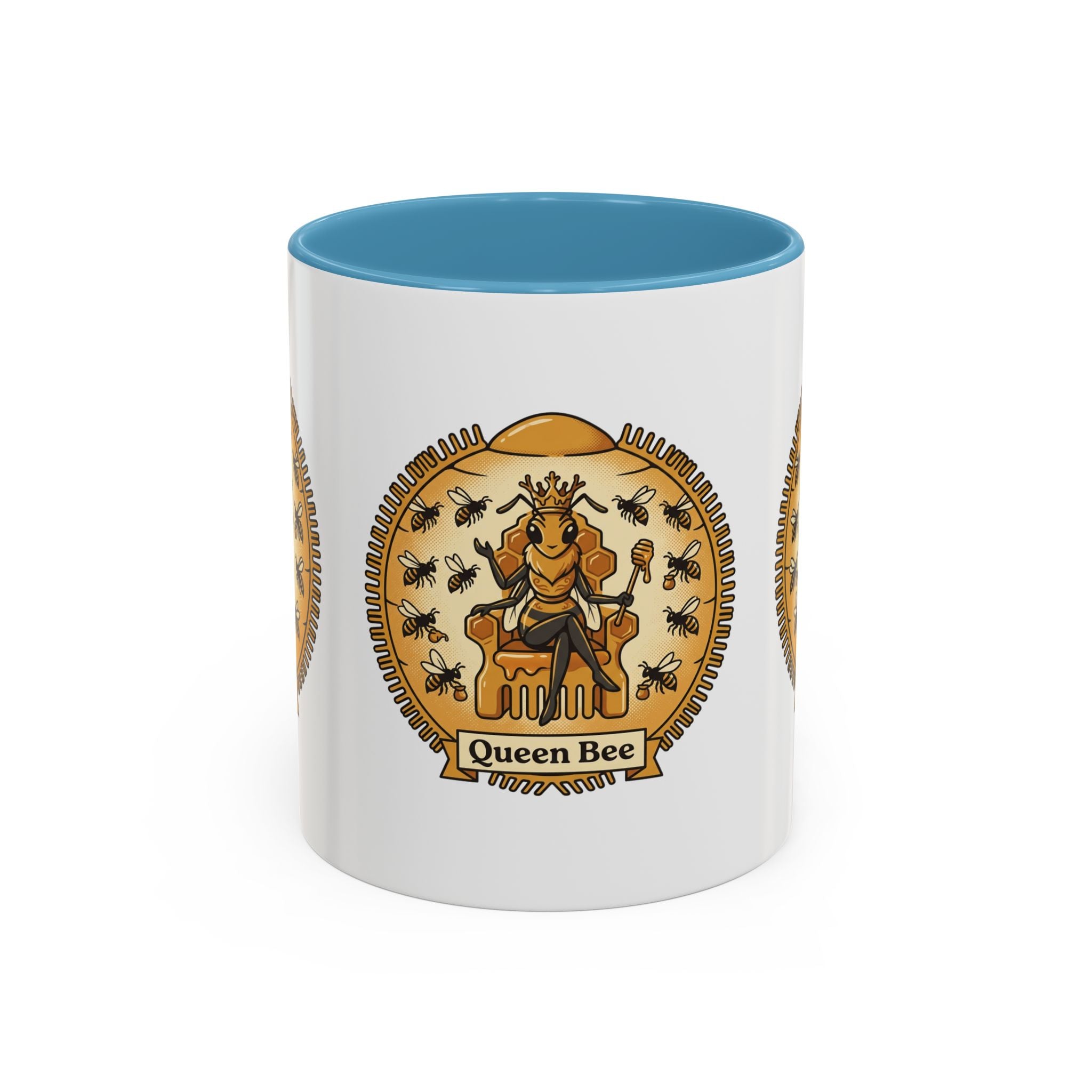 Queen Bee Coffee Mug — Accent Black-Handle Ceramic Mug (11/15 oz)