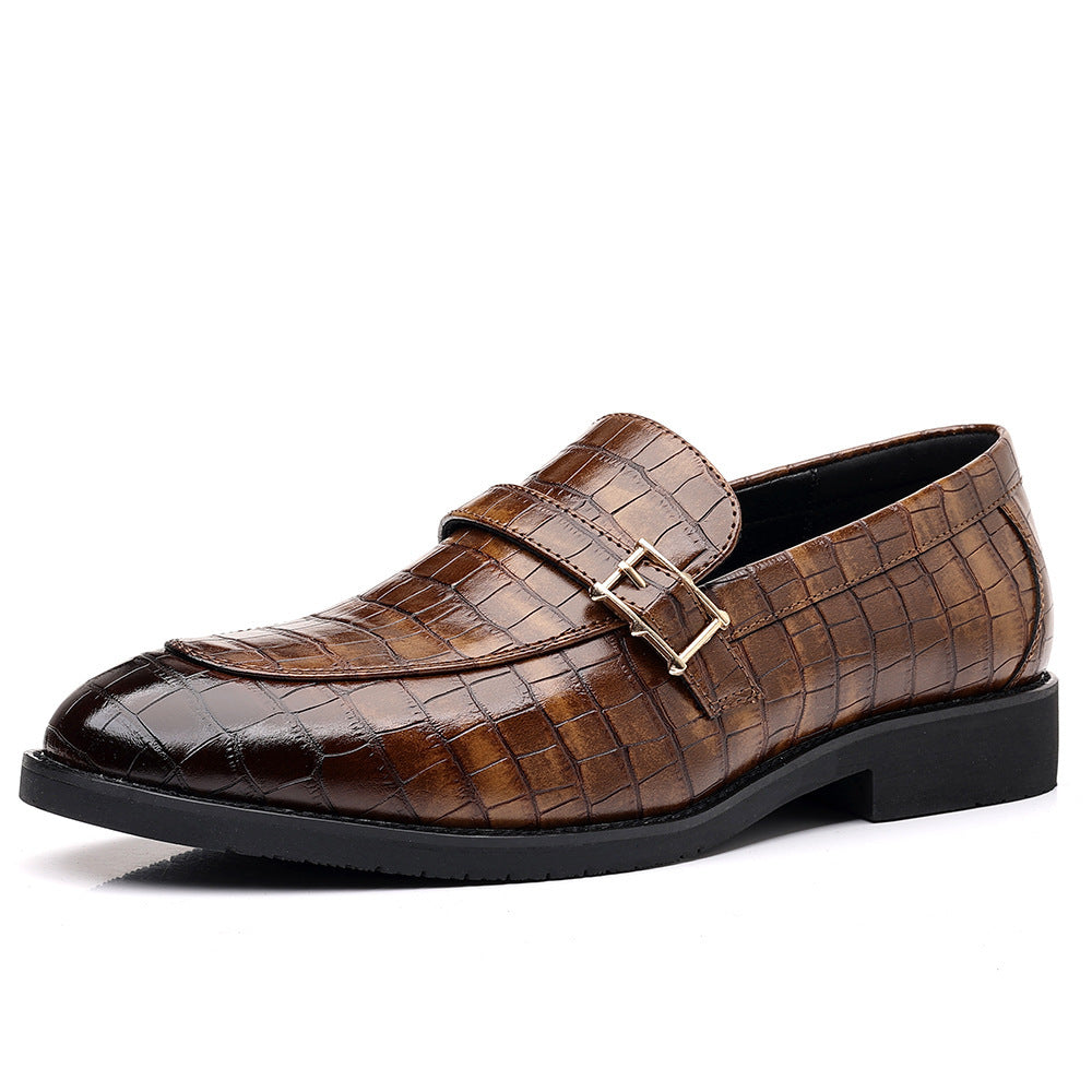 Men's Pointed Toe Leather Dress Shoes - Slip-On Business Casual Loafers