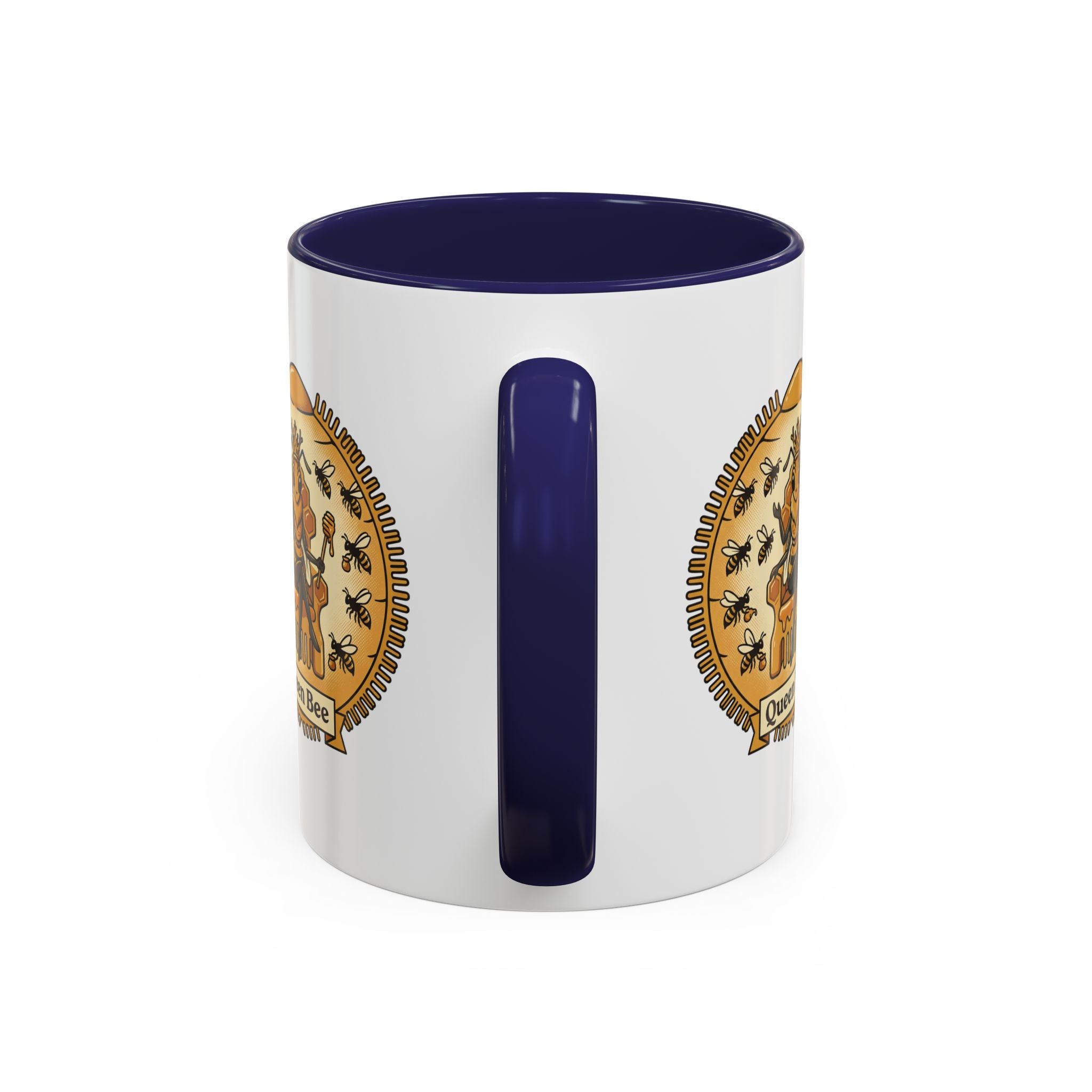 Queen Bee Coffee Mug — Accent Black-Handle Ceramic Mug (11/15 oz)
