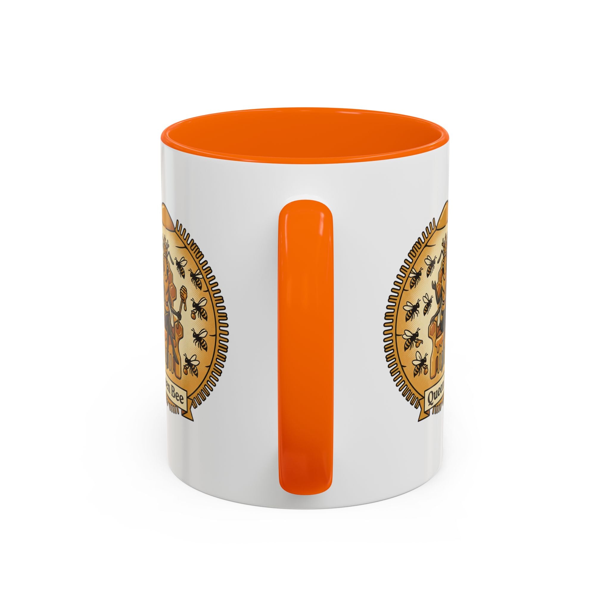Queen Bee Coffee Mug — Accent Black-Handle Ceramic Mug (11/15 oz)