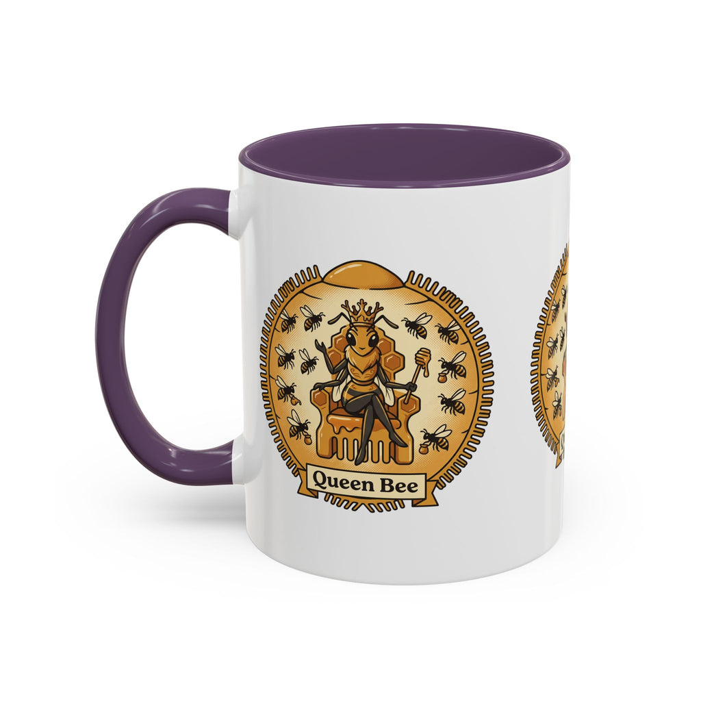 Queen Bee Coffee Mug — Accent Black-Handle Ceramic Mug (11/15 oz)