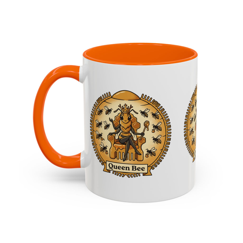 Queen Bee Coffee Mug — Accent Black-Handle Ceramic Mug (11/15 oz)