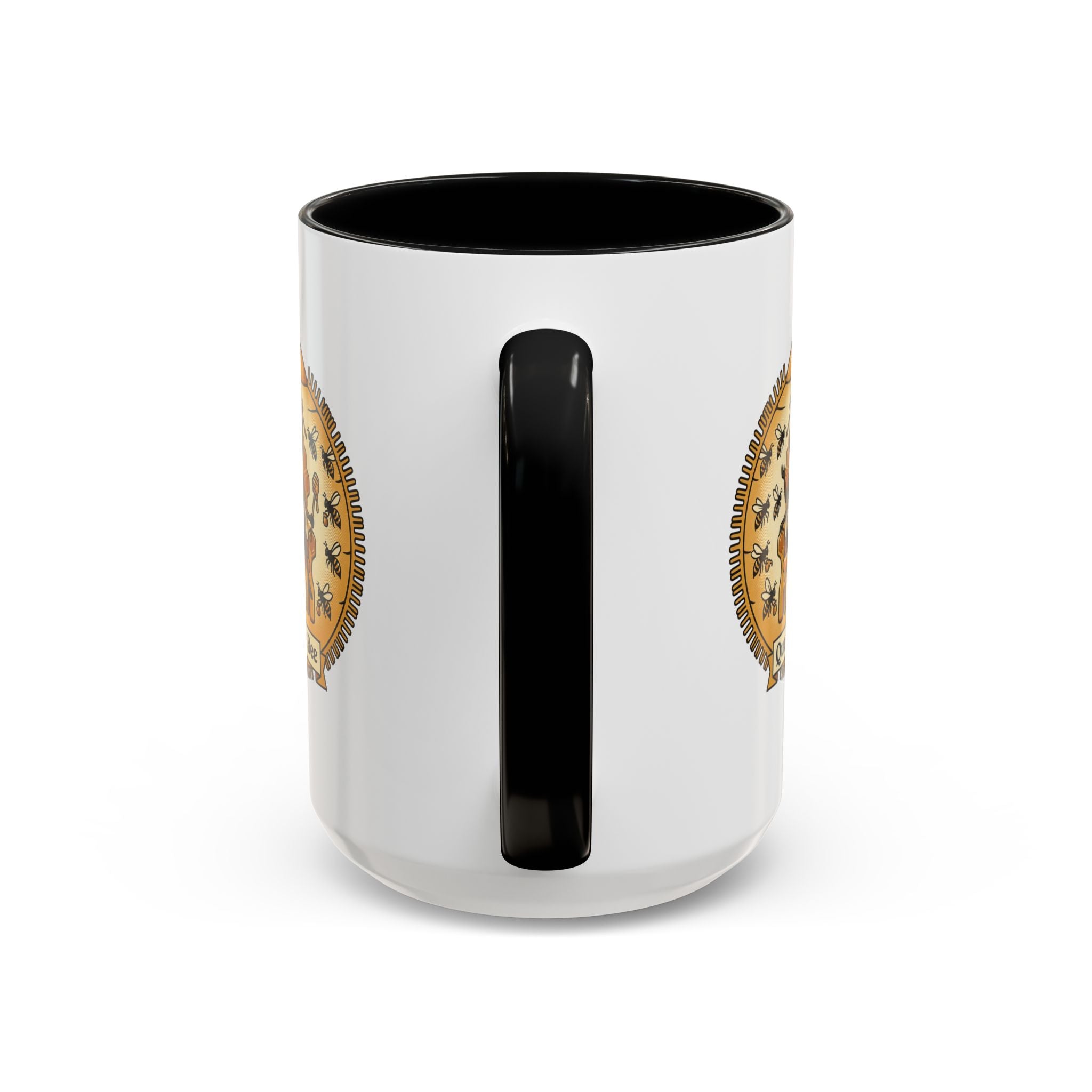 Queen Bee Coffee Mug — Accent Black-Handle Ceramic Mug (11/15 oz)