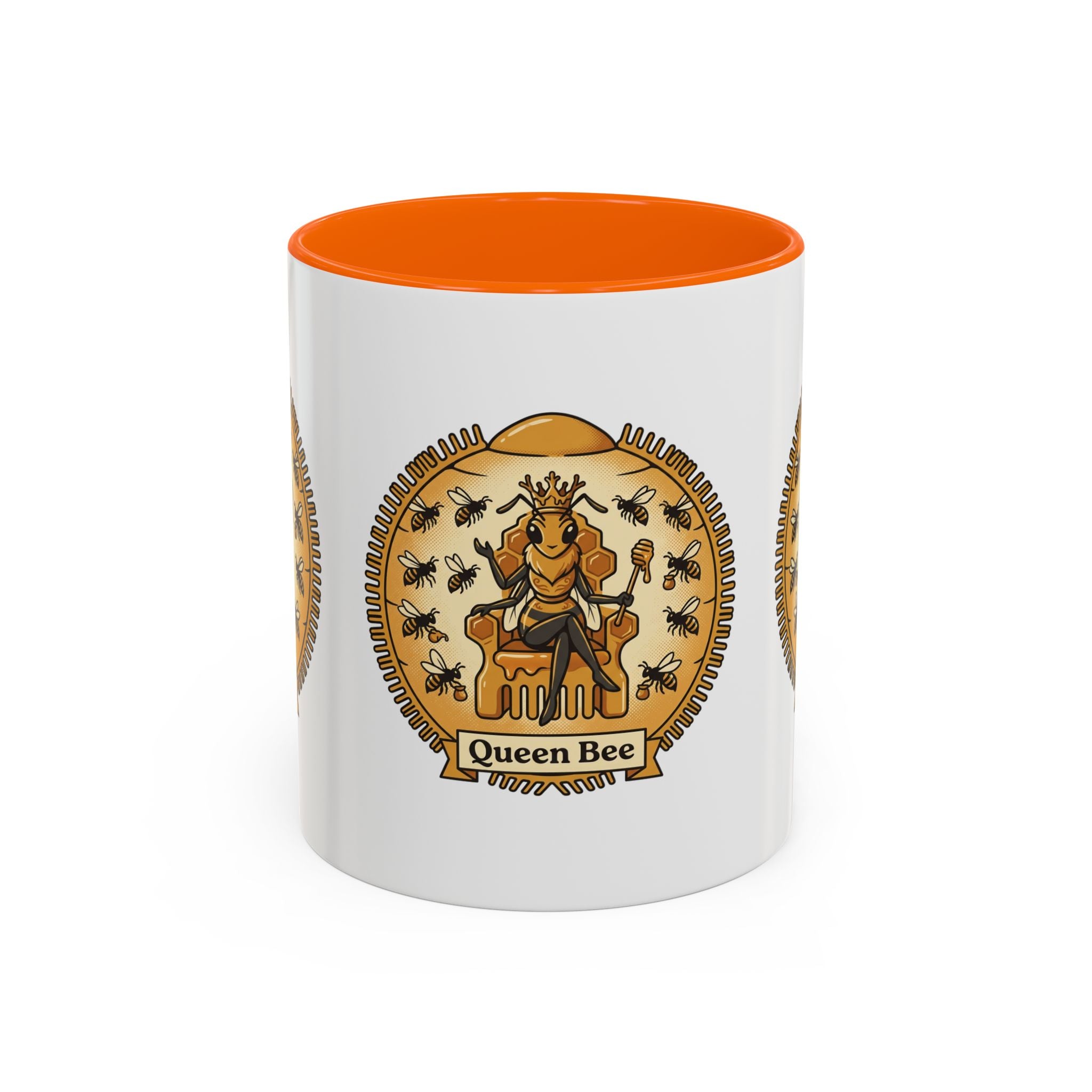 Queen Bee Coffee Mug — Accent Black-Handle Ceramic Mug (11/15 oz)