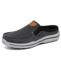 Men's Plus-Size Casual Canvas Slip-On Mules - Breathable Lightweight Outdoor Shoes