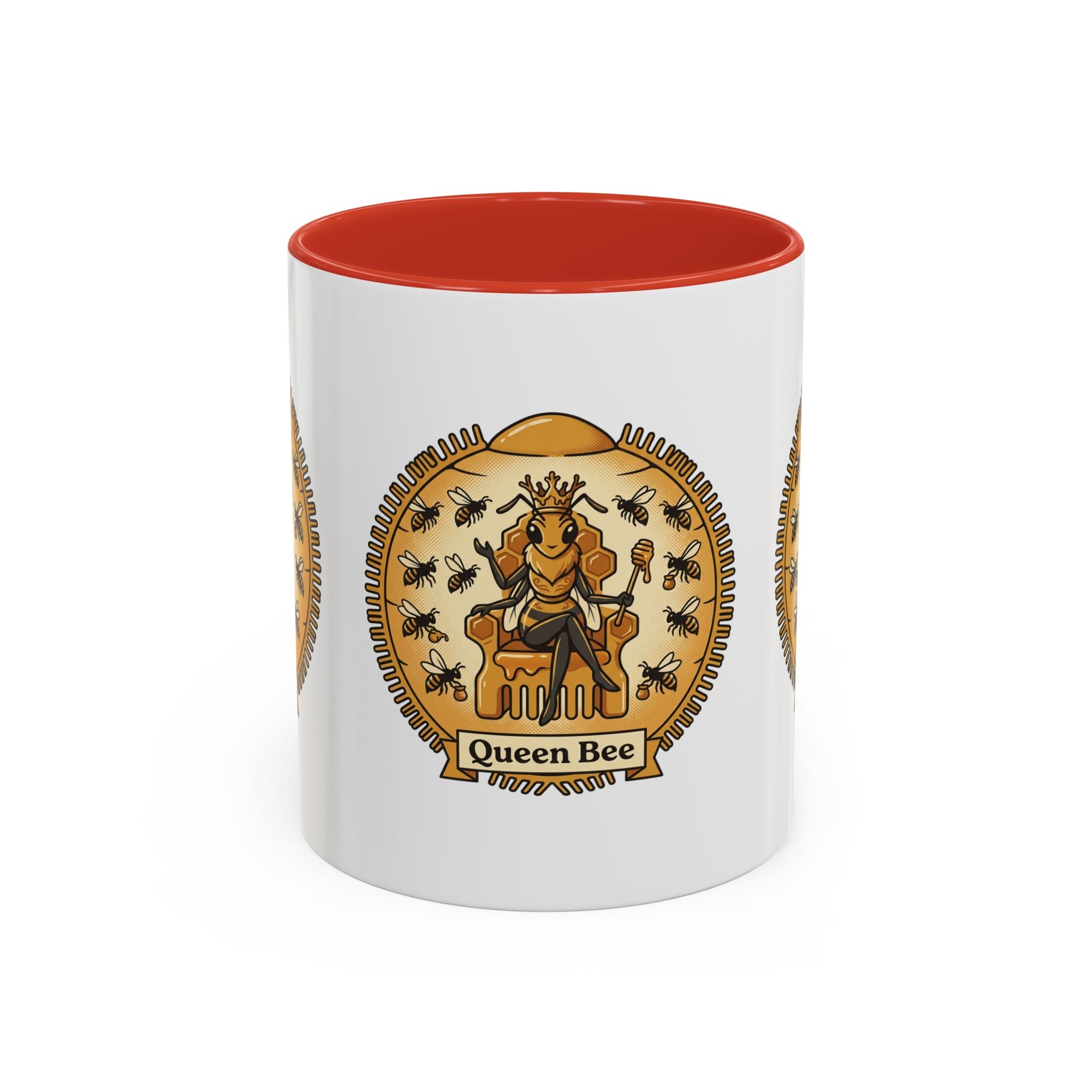Queen Bee Coffee Mug — Accent Black-Handle Ceramic Mug (11/15 oz)