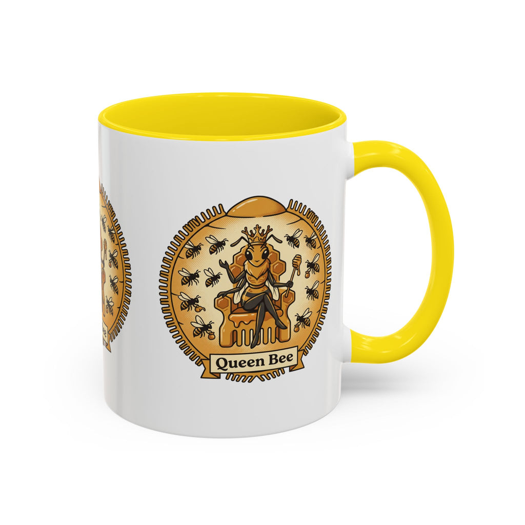 Queen Bee Coffee Mug — Accent Black-Handle Ceramic Mug (11/15 oz)