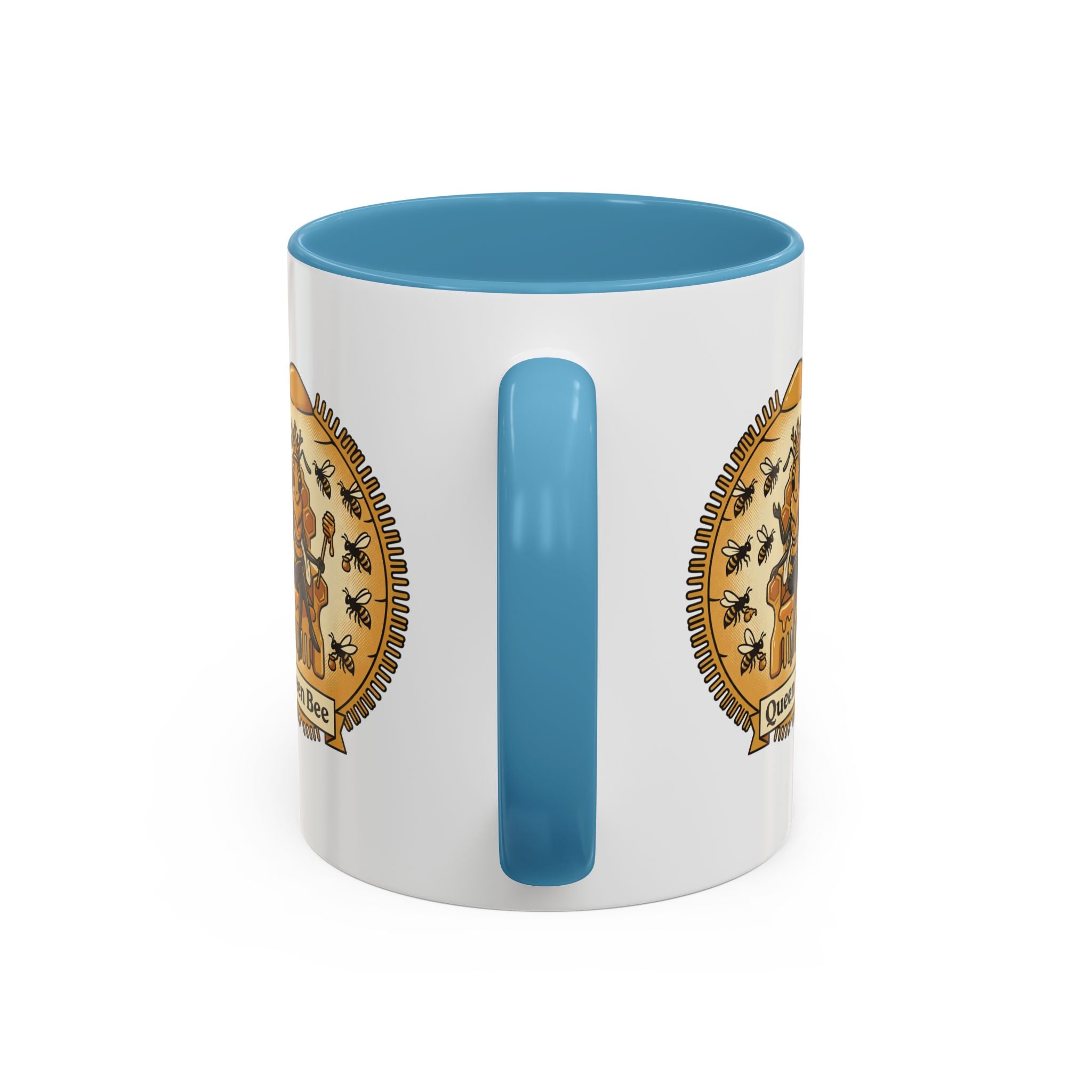 Queen Bee Coffee Mug — Accent Black-Handle Ceramic Mug (11/15 oz)