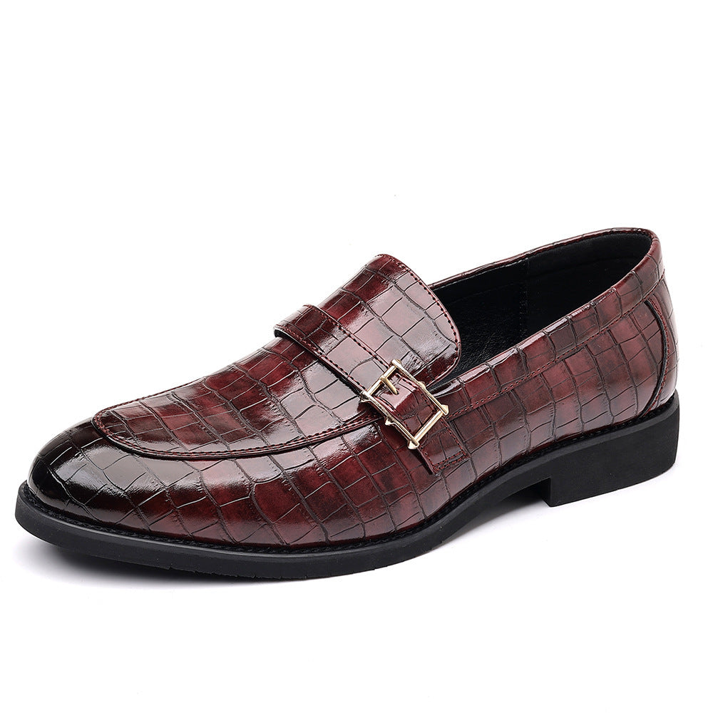 Men's Pointed Toe Leather Dress Shoes - Slip-On Business Casual Loafers